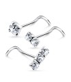 3 Silver Nose Stud Sets NSK-SET-1108